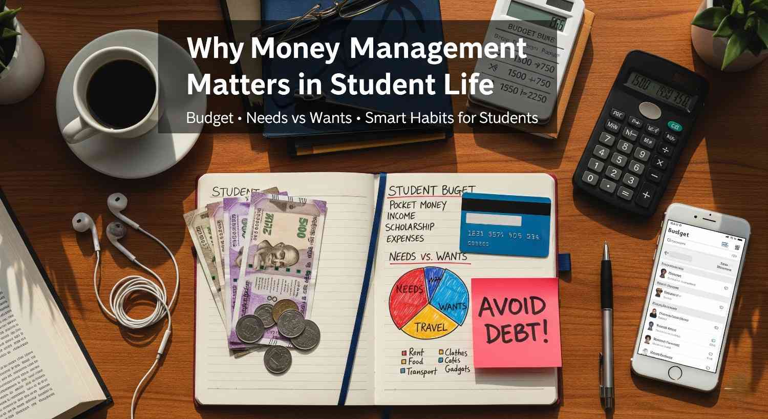 College student managing personal finances with notebook and laptop
