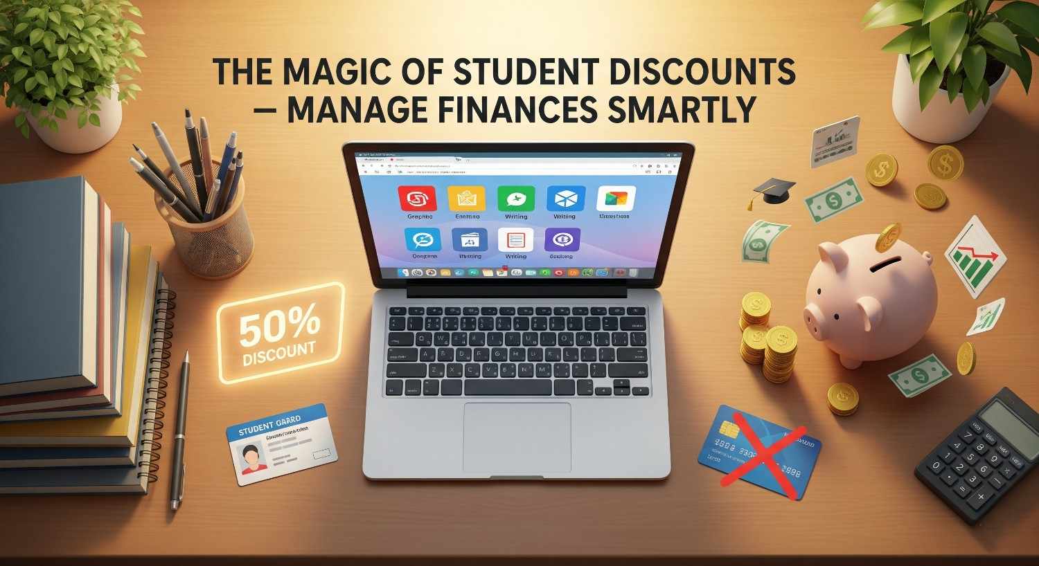 College student managing personal finances with notebook and laptop