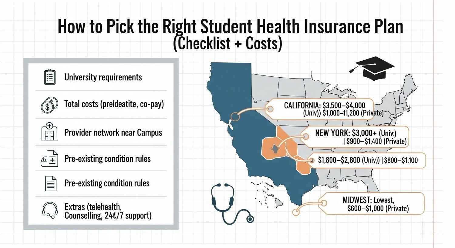 Affordable health insurance for international students in the USA 2025 – student reviewing coverage options on laptop