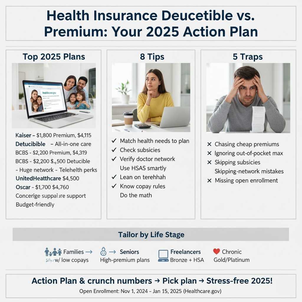 Health Insurance Deductible vs. Premium explained with examples for beginners in 2025